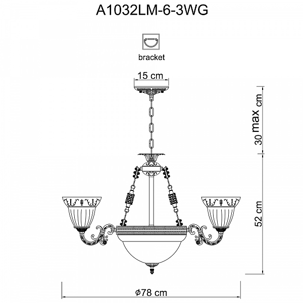 Подвесная люстра Arte Lamp A1032LM-6-3WG