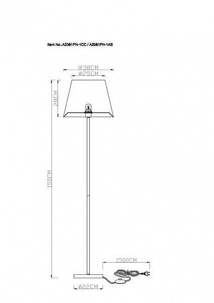 Торшер Arte Lamp Elba A2581PN-1AB