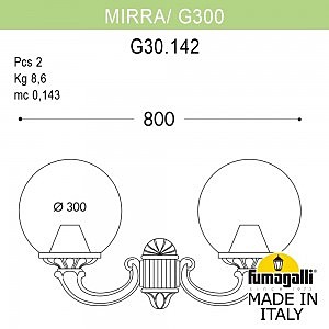 Уличный настенный светильник Fumagalli Globe 300 G30.142.000.AZE27