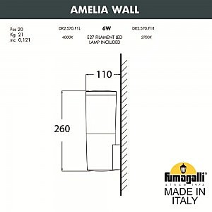 Уличный настенный светильник Fumagalli Amelia DR2.570.000.LYF1R