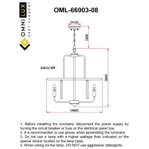 Подвесная хрустальная люстра Borno Omnilux OML-66003-08