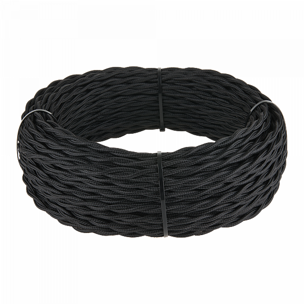 Ретро кабель Werkel W6453208/ Ретро кабель витой 3х1,5 (черный) 20 м