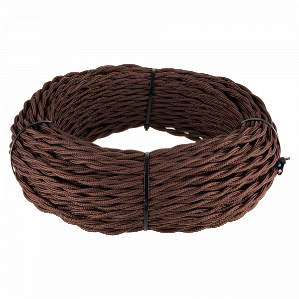 Ретро кабель Werkel W6453214/ Ретро кабель витой 3х1,5 (коричневый) 20 м