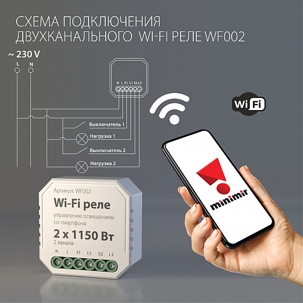 Wi-Fi реле Elektrostandard WF WF002 реле Умный дом