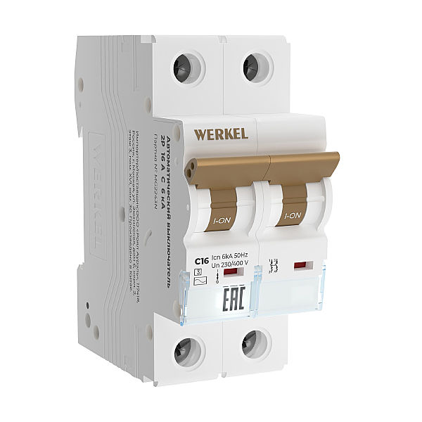 Автоматический выключатель Werkel W902P166 / Автоматический выключатель 2P 16 A C 6 кА