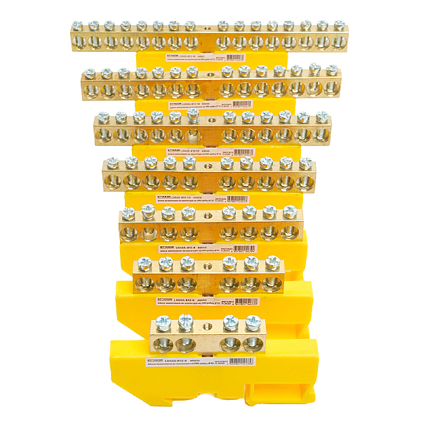 Шина PE на изоляторе 8*12 на DIN-рейку 8 выводов Stekker LD555-812-8 49553