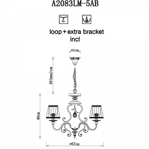 Подвесная люстра Arte Lamp CHARM A2083LM-5AB