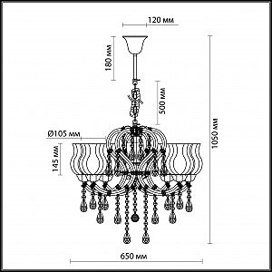 Подвесная хрустальная люстра Mount Odeon Light 2936/6