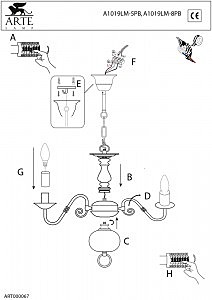 Подвесная люстра Arte Lamp FLEMISH A1019LM-5PB