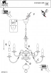 Подвесная люстра Arte Lamp FLEMISH A1019LM-12PB