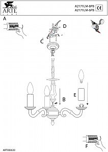 Подвесная люстра Arte Lamp CHESTERFIELD A2171LM-6PB