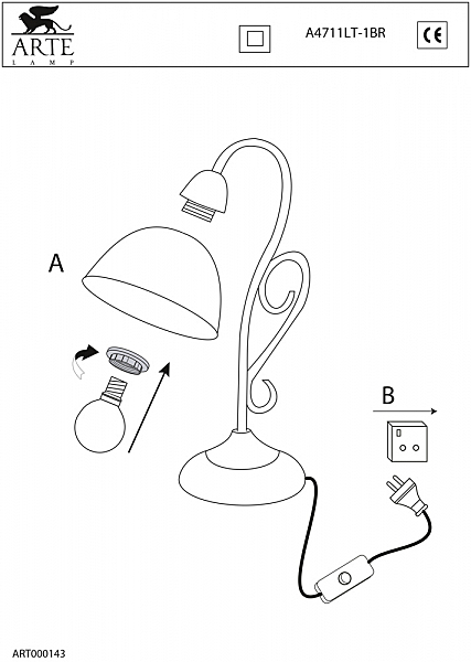 Настольная лампа Arte Lamp A4711LT-1BR