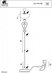 Торшер Arte Lamp BLAKE A4711PN-1BR