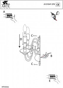 Настенное бра Arte Lamp FLEMISH A1019AP-2PB