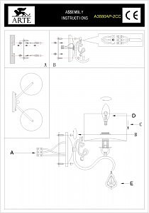 Бра Arte Lamp MANCHESTER A3880AP-2CC