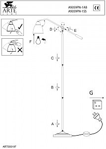 Торшер Arte Lamp SOLID A9359PN-1AB