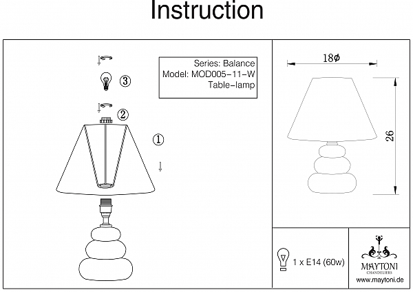 Настольная лампа Maytoni Balance MOD005-11-W
