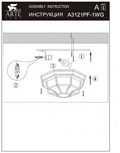 Светильник потолочный Arte Lamp A3121PF-1WG