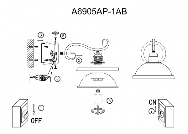 Настенное бра Arte Lamp A6905AP-1AB