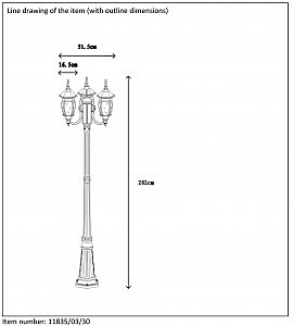 Столб фонарный уличный Lucide Tireno 11835/03/30