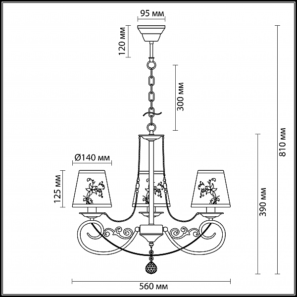 Люстра подвесная с цветочками Tierri 3405/3 Lumion