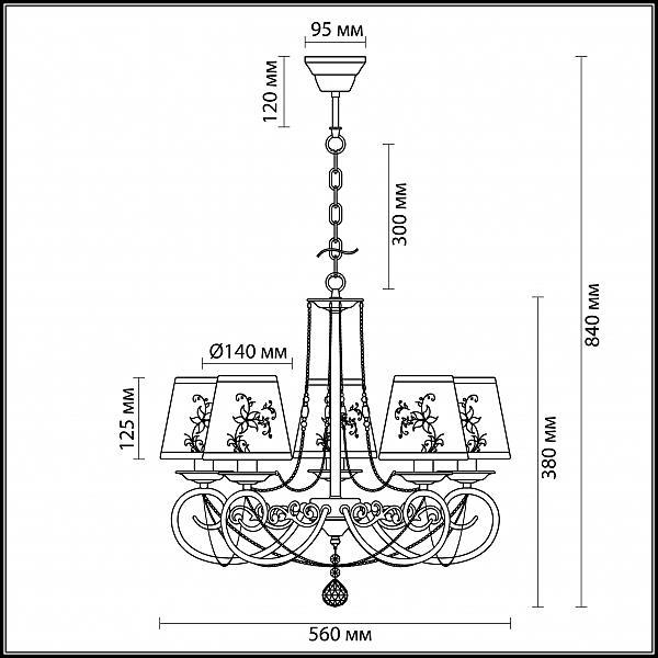 Люстра подвесная с цветочками Tierri 3405/5 Lumion