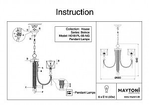 Подвесная люстра Maytoni Bience H018-PL-06-NG