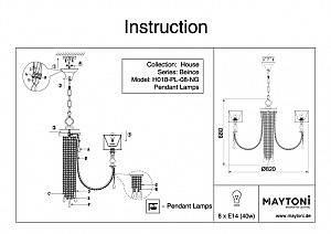 Подвесная люстра Maytoni Bience H018-PL-08-NG