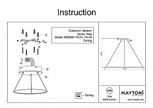 Светильник подвесной Maytoni Nola MOD807-PL-01-70-W