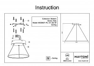 Светильник подвесной Maytoni Nola MOD807-PL-01-60-W