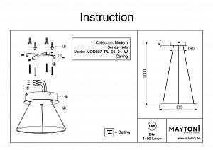 Светильник подвесной Maytoni Nola MOD807-PL-01-24-W