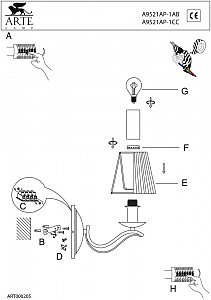 Бра Arte Lamp DOMAIN A9521AP-1AB