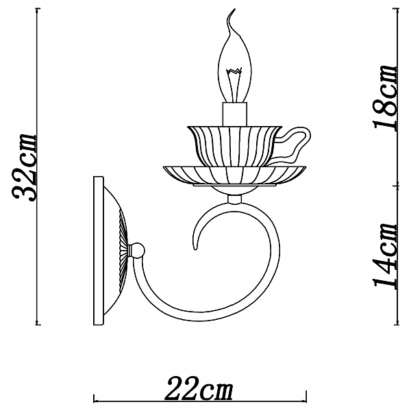 Бра с чашками Tet-A-Tet A1750AP-1AB Arte Lamp