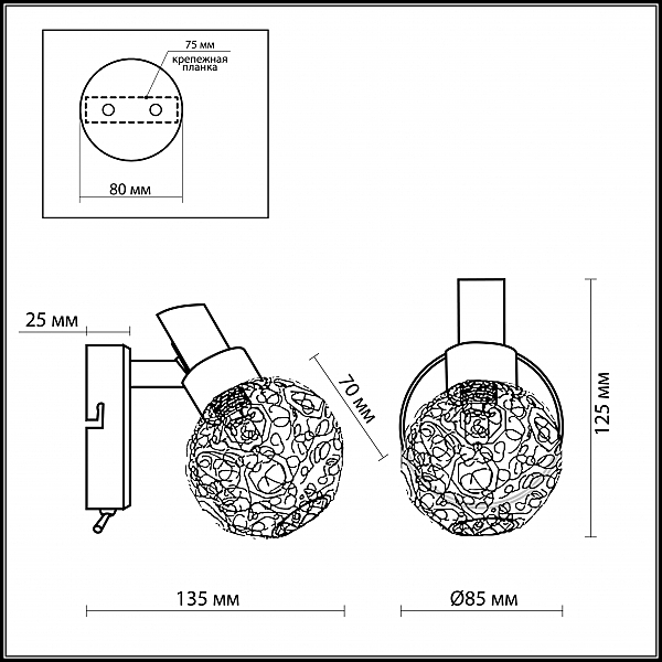 Светильник спот Odeon Light BISO 2209/1W