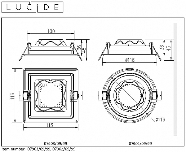 Светильник потолочный Lucide Tendo-Led 07902/09/99