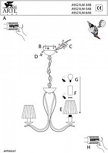 Подвесная люстра Arte Lamp DOMAIN A9521LM-3AB