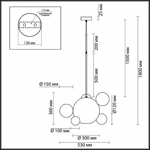 Светильник подвесной Odeon Light Bubbles 4640/12LB