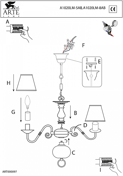 Подвесная люстра Arte Lamp FLEMISH A1020LM-5AB