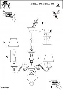 Подвесная люстра Arte Lamp FLEMISH A1020LM-8AB