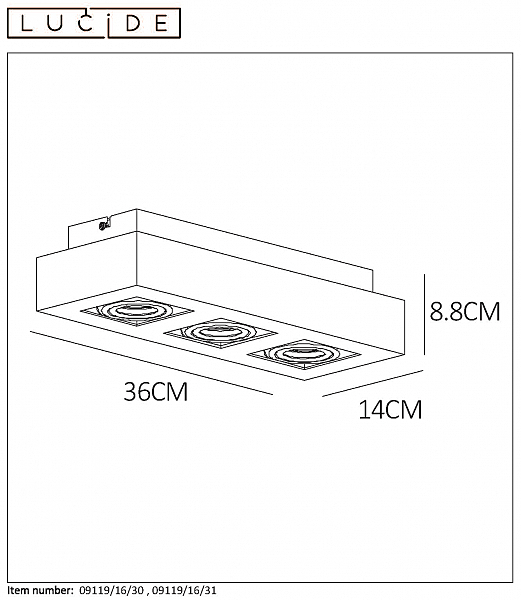 Светильник потолочный Lucide Xirax 09119/16/30