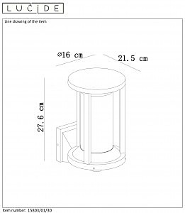 Уличный настенный светильник Lucide Cadix 15803/01/30