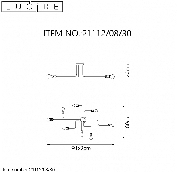 Потолочная люстра Lucide Lester 21112/08/30