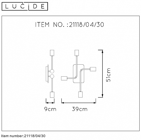 Потолочная люстра Lucide Lester 21118/04/30