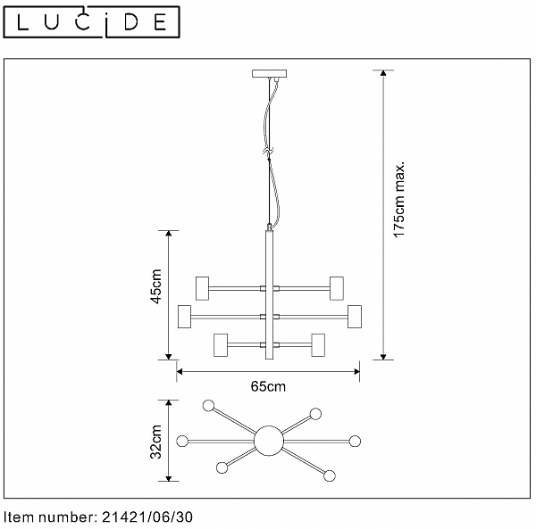 Подвесная люстра Lucide Leanne 21421/06/30