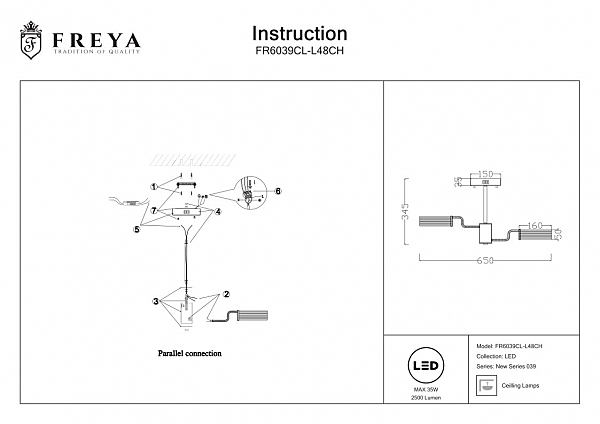 Потолочная светодиодная люстра Eva Freya FR6039CL-L48CH