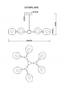 Потолочная люстра Arte Lamp Yuka A7759PL-6PB