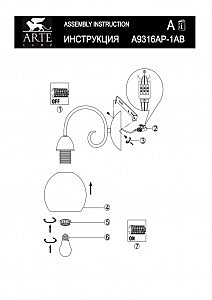 Настенное бра Arte Lamp MARGO A9316AP-1AB