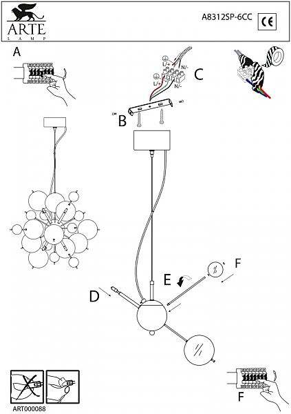 Подвесная люстра Arte Lamp MOLECULE A8312SP-6CC