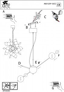 Подвесная люстра Arte Lamp MOLECULE A8312SP-12CC