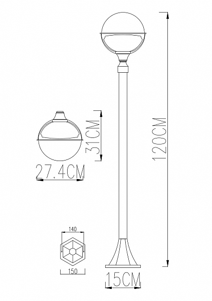 Столб фонарный уличный Arte Lamp MONACO A1496PA-1WG